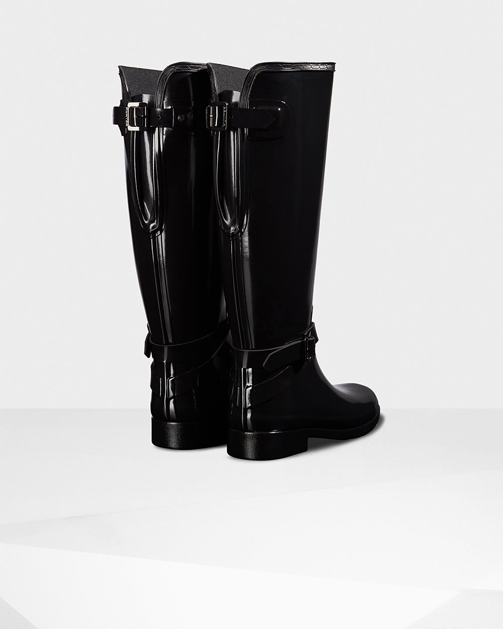 Galochas Altas Hunter Feminina Pretas - Refined Adjustable Gloss - 31KAHNDFL
